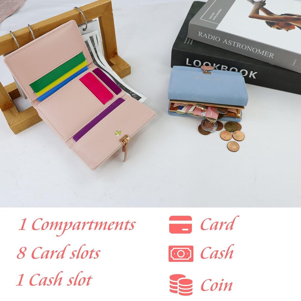 8973 Wallet, Leaf Pendant Small Wallet, Trifold Credit Card Holder Wallet - Picture 4 of 6